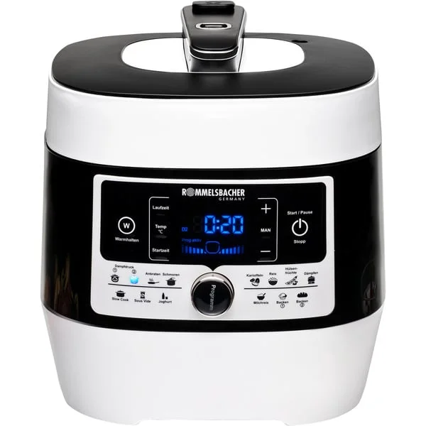 Rommelsbacher Dampfdruck- & Multikocher "MeinHans" (weiß/schwarz, 1.000 Watt, 6 Liter)