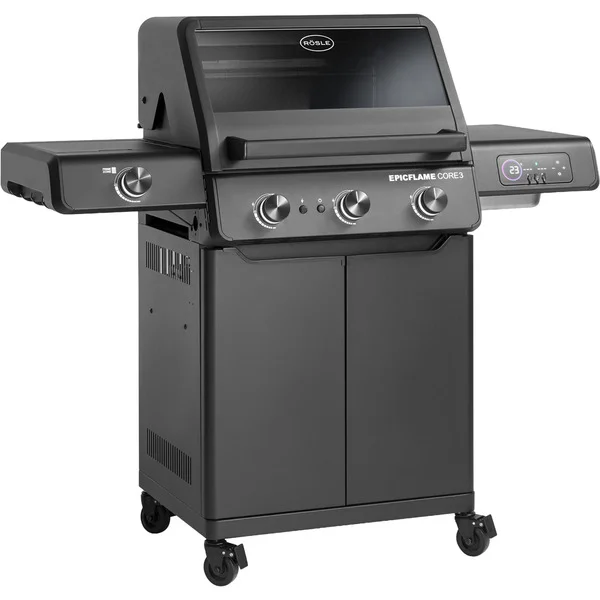 RÖSLE Gasgrill EPICFLAME Core 3 (schwarz, 800° Primezone, Smart, Vario+ Grillrostsystem)