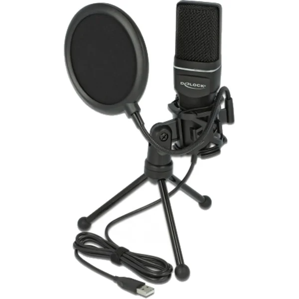 DeLOCK USB Kondensator Mikrofon Set (schwarz)