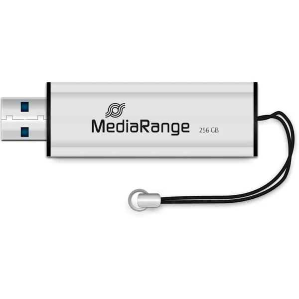 MediaRange Flash-Drive 256 GB, USB-Stick (silber/schwarz, USB-A 3.2 Gen 1)