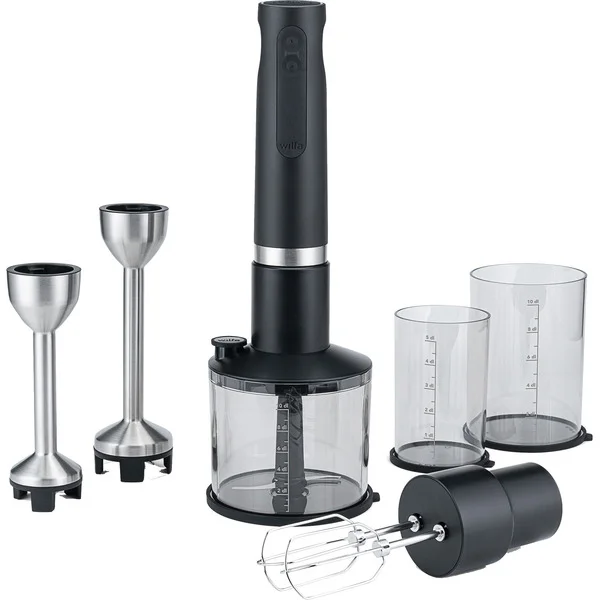 Wilfa Stabmixer Prostick IM4B-1000FP (schwarz/edelstahl, 1.000 Watt, mit Zerkleinerer und Schneebesen, 2 Mixstäbe)