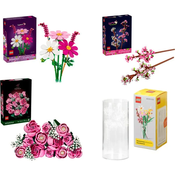 LEGO Botanicals Rosa Blumenstrauß Bundle (mit Vase), Konstruktionsspielzeug