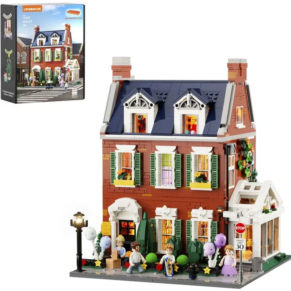 Lumibricks Reihenhaus aus rotem Backstein, Konstruktionsspielzeug
