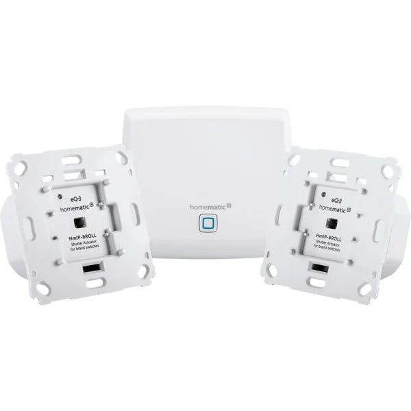 Homematic IP Starterset Rolladenaktor (Access Point (HMIP-HAP), 2x Rollladenaktor für Markenschalter (HmIP-BROLL))