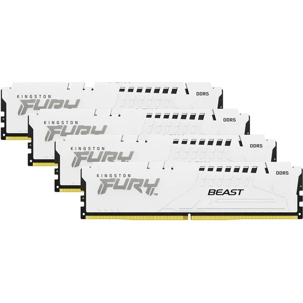 Kingston FURY DIMM 64 GB DDR5-6000 (4x 16 GB) Quad-Kit, Arbeitsspeicher (weiß, KF560C40BWK4-64, Fury Beast, INTEL XMP)