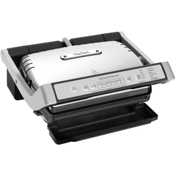 Tefal Optigrill Deluxe GC707D, Kontaktgrill (silber/schwarz, 2.000 Watt, B-Ware)