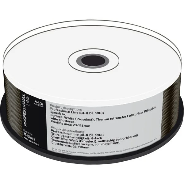 MediaRange BD-R DL 50 GB, Blu-ray-Rohlinge (6fach, 25 Stück)