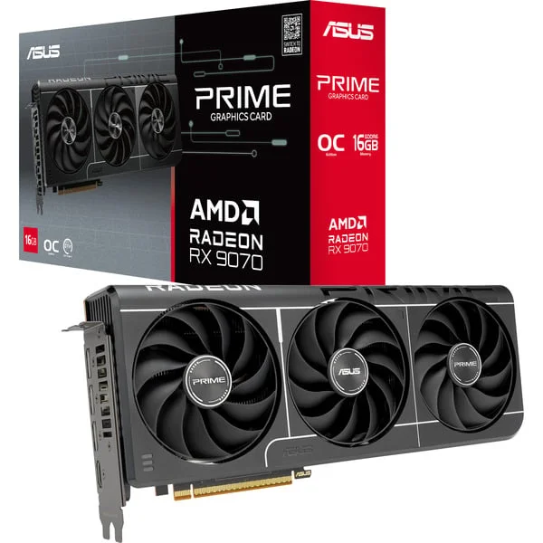ASUS Radeon RX 9070 OC PRIME EVO Edition 16GB, Grafikkarte (grau, RDNA4, GDDR6, 3x DisplayPort, 1x HDMI)