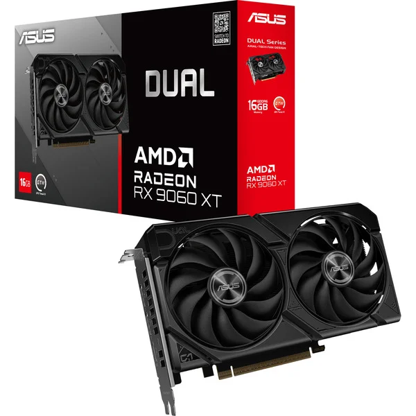 ASUS Radeon RX 9060 XT DUAL 16GB, Grafikkarte (schwarz)