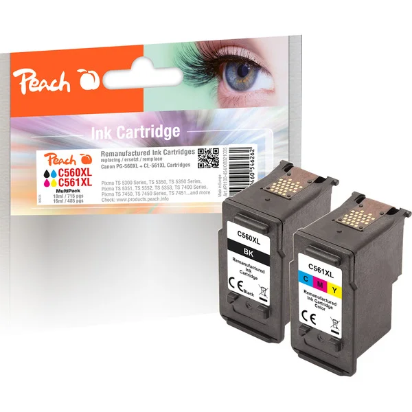 Peach Tinte Spar Pack PI100-454 (kompatibel mit Canon PG-560XLBK, CL-561XLC)