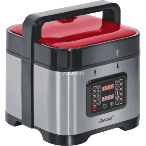Steba Multi­kocher / ­Schnell­kochtopf DD 1 ECO, Multikocher (edelstahl/rot, 900 Watt, 5 Liter)