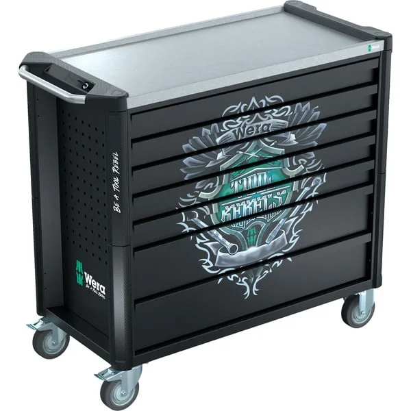 Wera 9801 Tool Rebel Werkstattwagen Stainless XXL, ohne Werkzeug, Werkzeugwagen (schwarz, Tool Rebel Design)
