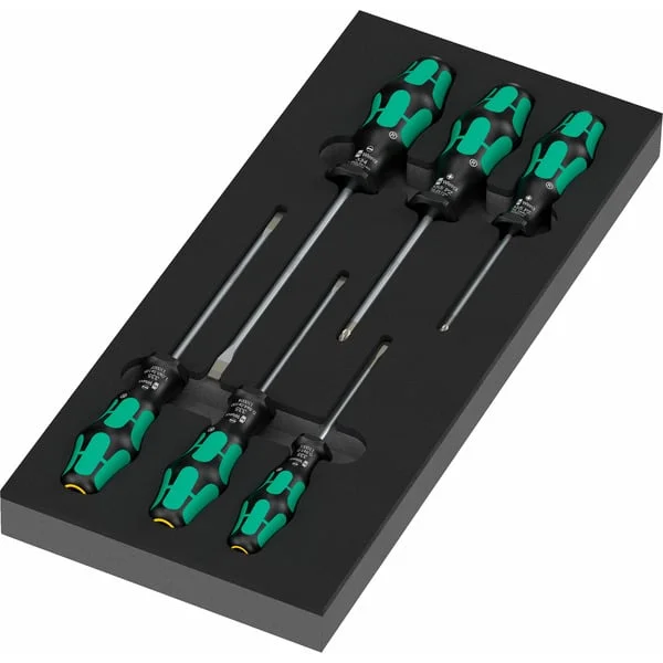 Wera 9718 Schaumstoffeinlage Schraubendreher Kraftform Serie 300 Set 2, 7-teilig (in Schaumstoffeinlage für Werkstattwagen)