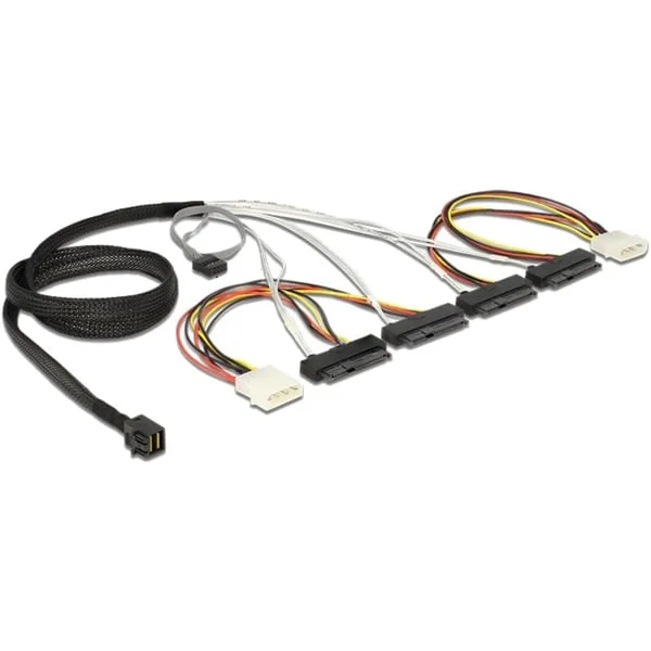 DeLOCK Adapterkabel Mini-SAS HD > 4x SAS (schwarz, 1 Meter)