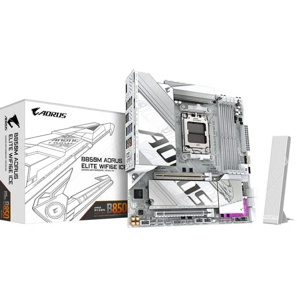 GIGABYTE B850M AORUS ELITE WIFI6E ICE, Mainboard (silber/weiß, B-Ware)