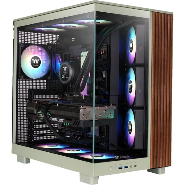 Thermaltake View 380 XL WS ARGB Matcha Green, Tower-Gehäuse (hellgrün/holz, Tempered Glass x 2, Holzstruktur)