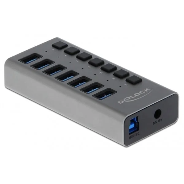 DeLOCK Externer SuperSpeed USB Hub mit 7 Ports + Schalter, USB-Hub