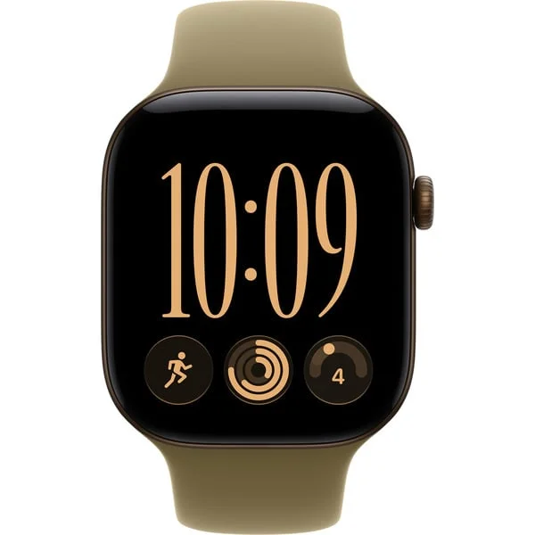 Apple Watch Series 12, Smartwatch (bronze, Aluminium, 46 mm, Sportarmband Oliv M/L, Cellular)