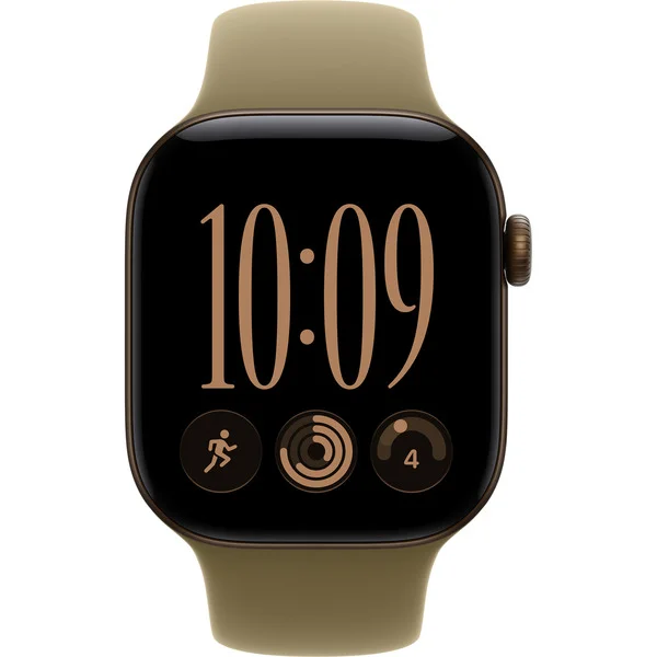 Apple Watch Series 12, Smartwatch (bronze, Aluminium, 42 mm, Sportarmband Oliv M/L, Cellular)