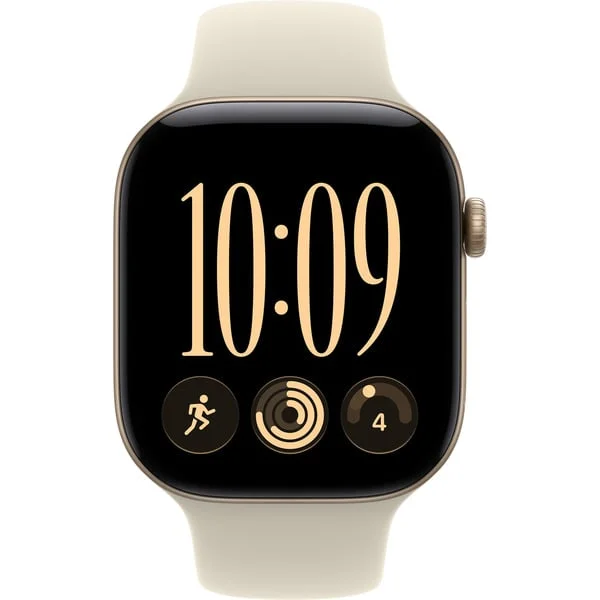 Apple Watch Series 12, Smartwatch (gold, Aluminium, 46 mm, Sportarmband Sand S/M, Cellular)