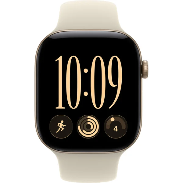 Apple Watch Series 12, Smartwatch (gold, Aluminium, 46 mm, Sportarmband Sand M/L, Cellular)