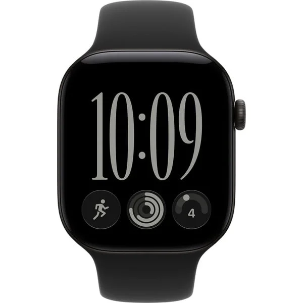 Apple Watch Series 12, Smartwatch (schwarz, Aluminium, 46 mm, Sportarmband schwarz S/M, Cellular)