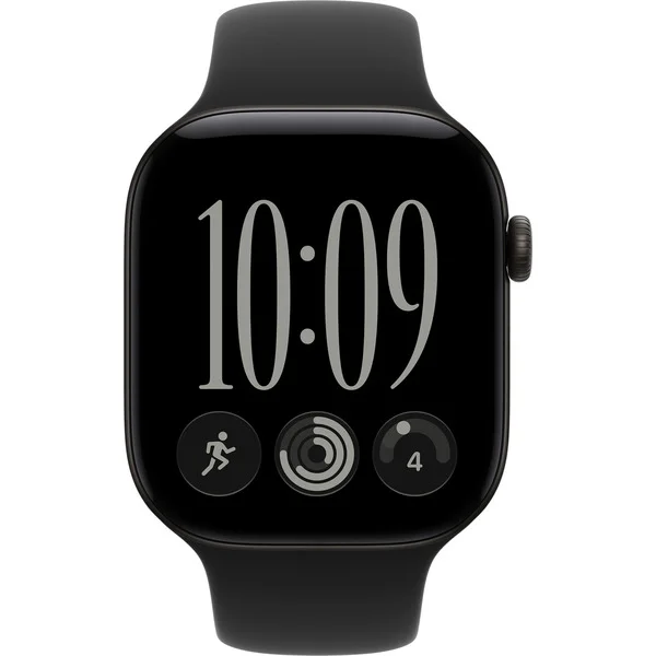 Apple Watch Series 12, Smartwatch (schwarz, Aluminium, 46 mm, Sportarmband schwarz S/M)