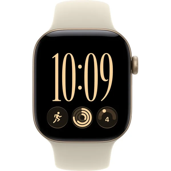 Apple Watch Series 12, Smartwatch (gold, Aluminium, 42 mm, Sportarmband Sand M/L)