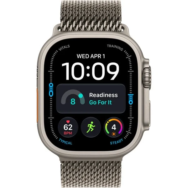Apple Watch Ultra 4, Smartwatch (Titan natur, 49 mm, Milanaise Armband Titan natur S, Cellular)