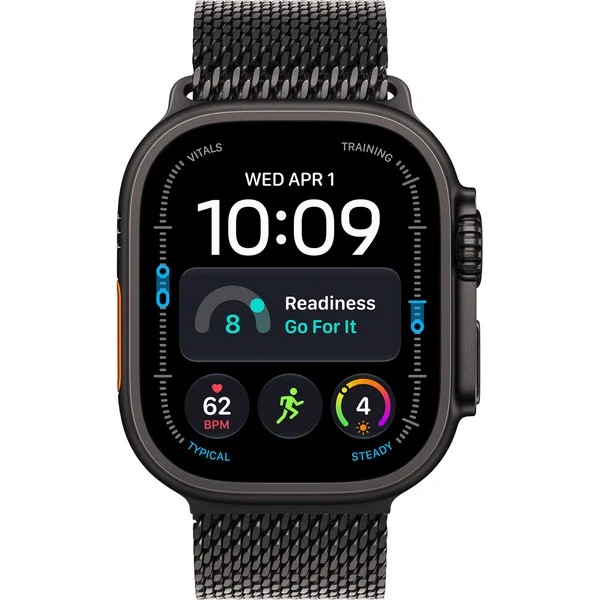 Apple Watch Ultra 4, Smartwatch (Titan schwarz, 49 mm, Milanaise Armband Titan schwarz S, Cellular)