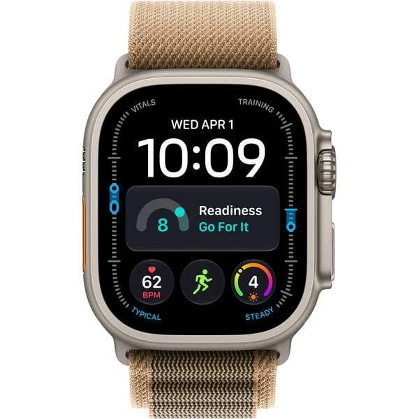 Apple Watch Ultra 4, Smartwatch (Titan natur, 49 mm, Alpine Loop Wüstensand M, Cellular)