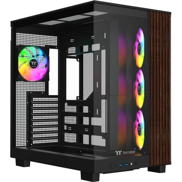 Thermaltake View 380 XL WS ARGB Black, Tower-Gehäuse (schwarz/holz, Tempered Glass x 2, Holz-Struktur)