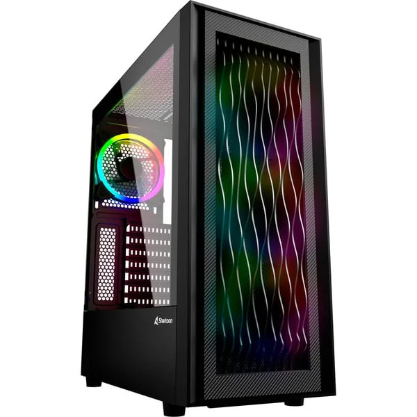 Sharkoon RGB WAVE Generalüberholt, Tower-Gehäuse (schwarz, Seitenteil aus gehärtetem Glas, B-Ware)