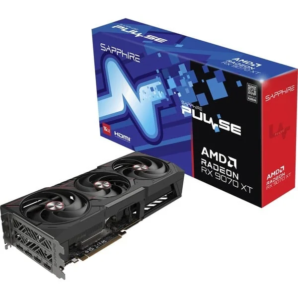 SAPPHIRE Radeon RX 9070 XT Pulse, Grafikkarte (schwarz, RDNA4, GDDR6, 2x DisplayPort, 2x HDMI 2.1, B-Ware)