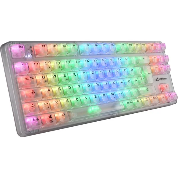 Sharkoon Crystal Shark, Gaming-Tastatur (weiß, DE-Layout, KTT)