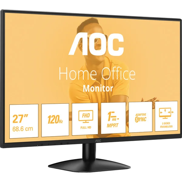 AOC 27B31H, LED-Monitor (68.6 cm (27 Zoll), schwarz, FullHD, IPS, Adaptive-Sync, HDMI, VGA, 120Hz Panel)