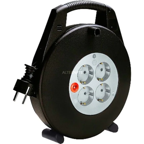Brennenstuhl Vario-Line Mini-Kabeltrommel 4-fach (schwarz/grau, 15 Meter)