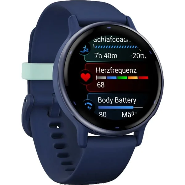 Garmin vívoactive 5, Smartwatch (königsblau/blau metallic, 42 mm, Silikon-Armband)
