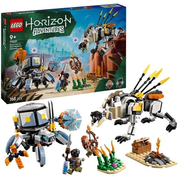 LEGO 77037 Horizon Adventures Aloy und Varl vs. Panzerwanderer und Sägezahn, Konstruktionsspielzeug