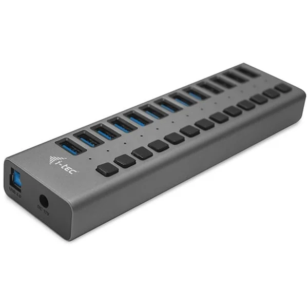 i-tec USB 3.0 Charging HUB 13 port + Power Adapter 60W, USB-Hub (schwarz)