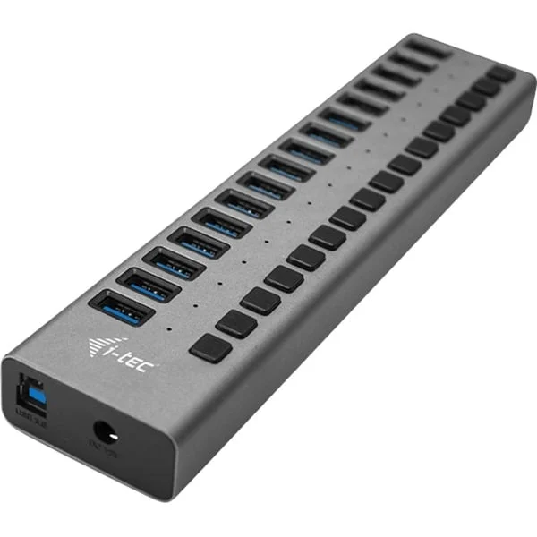 i-tec USB 3.0 Charging HUB 16port + Power Adapter 90 W, USB-Hub (schwarz)