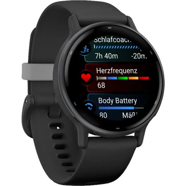 Garmin vívoactive 5, Smartwatch (schwarz/grau, 42 mm, Silikon-Armband)