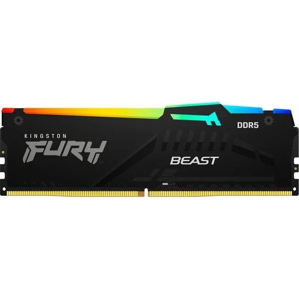 Kingston FURY DIMM 16 GB DDR5-5200 , Arbeitsspeicher (schwarz, KF552C40BBA-16, FURY Beast RGB, INTEL XMP)