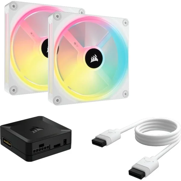 Corsair iCUE LINK QX140 RGB 140-mm-PWM-Lüfter, Gehäuselüfter (weiß, Starter-Kit, 140 mm)