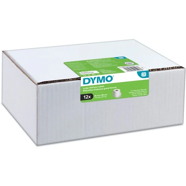 Dymo LabelWriter ORIGINAL VORTEILSPACK Adressetiketten 36x89mm, 12 Rollen mit je 260 Etiketten (permanent klebend, 2093093)