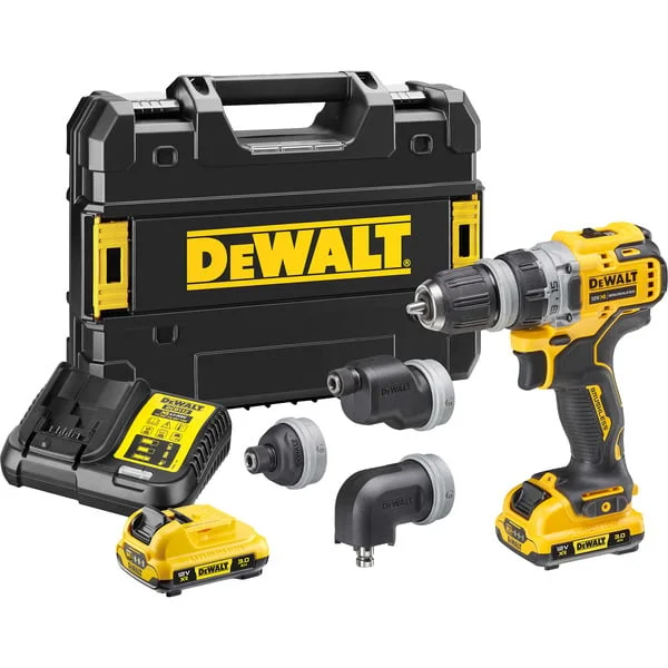 DEWALT Akku-Bohrschrauber DCD703L2T, 12Volt (gelb/schwarz, 2x Li-Ion XR Akku 3Ah, 4 Wechselköpfe)