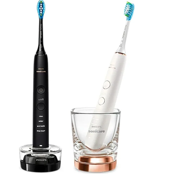 Philips Sonicare DiamondClean Serie 9000 – Duo , Elektrische Zahnbürste (mehrfarbig, inkl. 2. Handstück (Schwarz und Roségold))