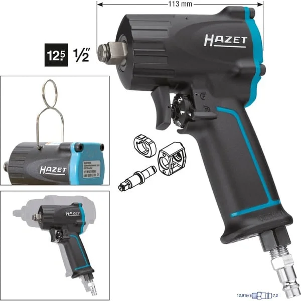 Hazet Schlagschrauber 9012M extra kurz (schwarz, Lösemoment 1.100 Nm)