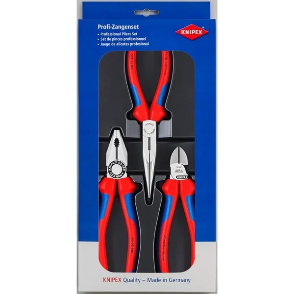 KNIPEX Montage-Paket 00 20 11 , Zangen-Set (blau, gezahnte Griffflächen, Schneiden mit Facetten)