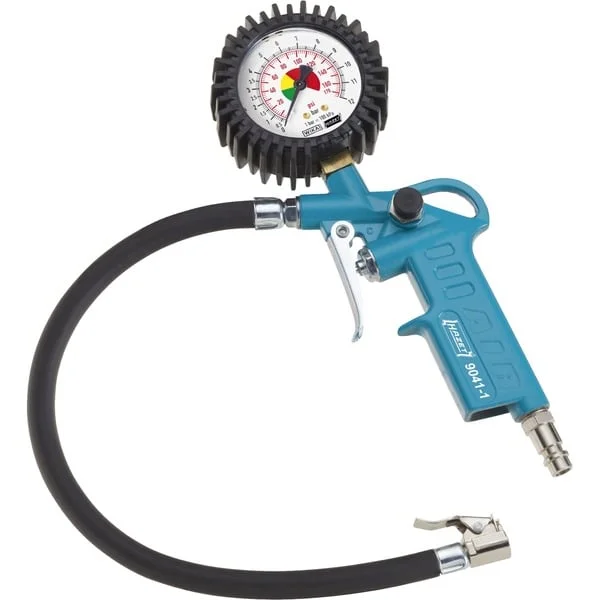 Hazet Reifenfüll-Messgerät 9041-1, Reifen-Füllgerät (blau/schwarz, Messbereich bis 12 bar)